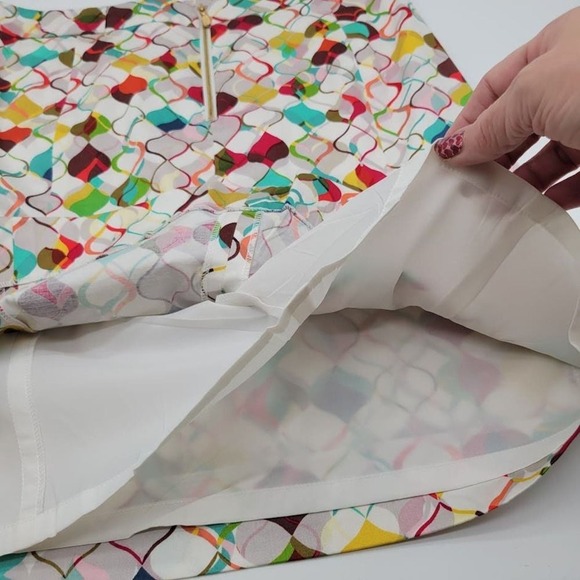 Etcetera Skirt Geo Retro Pattern‎ Fully Lined with Pockets Sz 8 - Picture 5 of 11